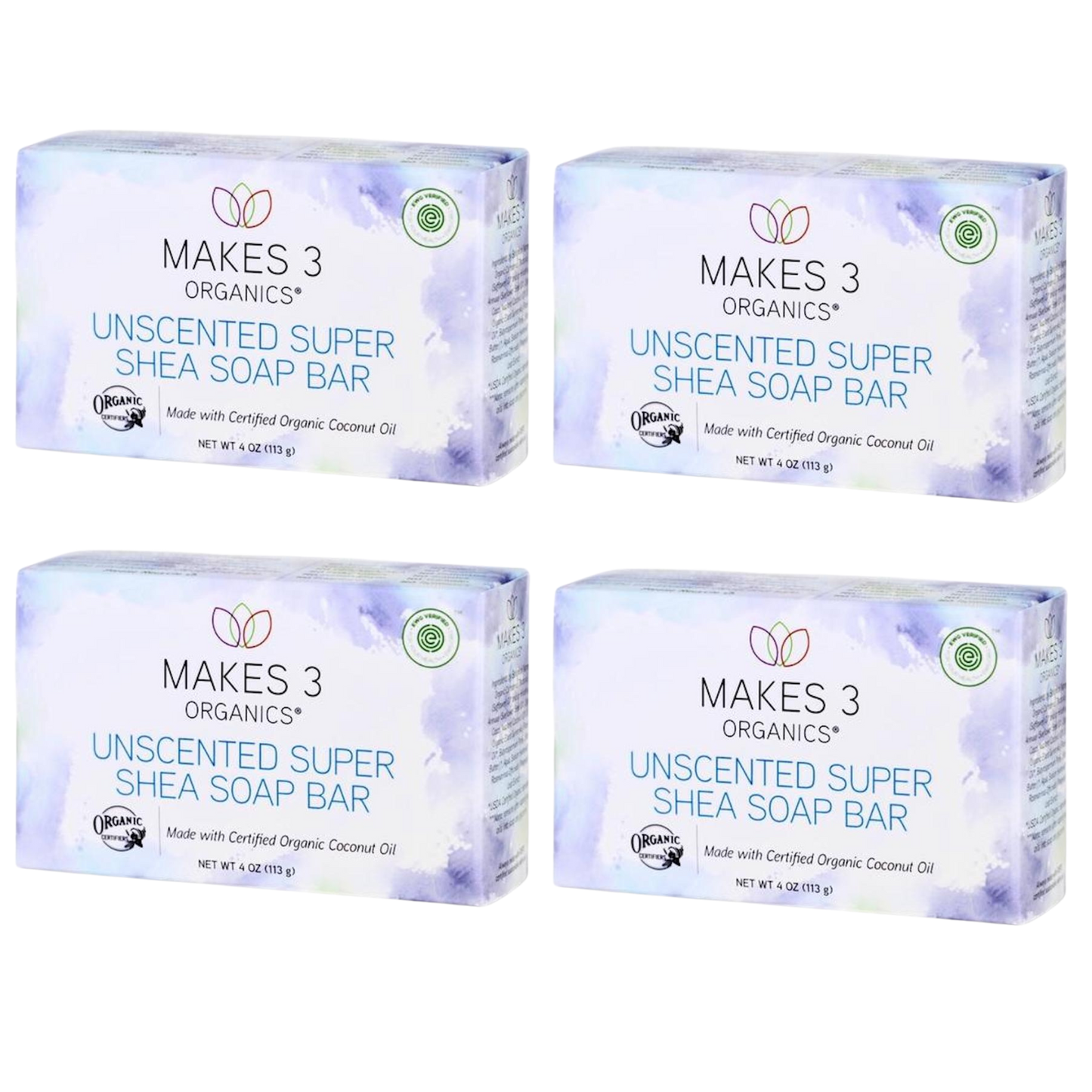 Unscented Super Shea Bar Soap 4 Pack