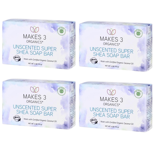 Unscented Super Shea Bar Soap 4 Pack