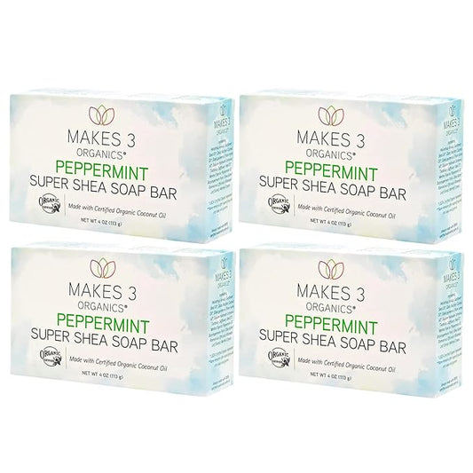 Peppermint Super Shea Bar Soap 4 Pack